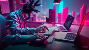 Pessoa usando notebook para verificar empréstimo online seguro