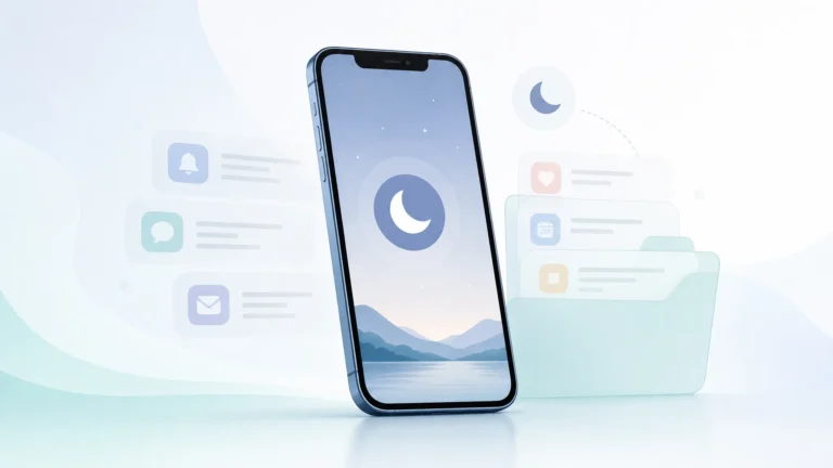 Ilustração editorial sobre organização de notificações no celular