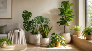 Ilustração editorial sobre plantas em ambientes internos