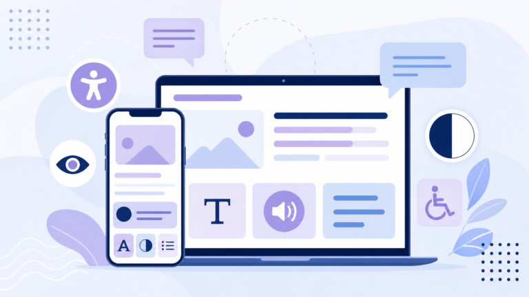 Ilustração editorial sobre recursos de acessibilidade digital