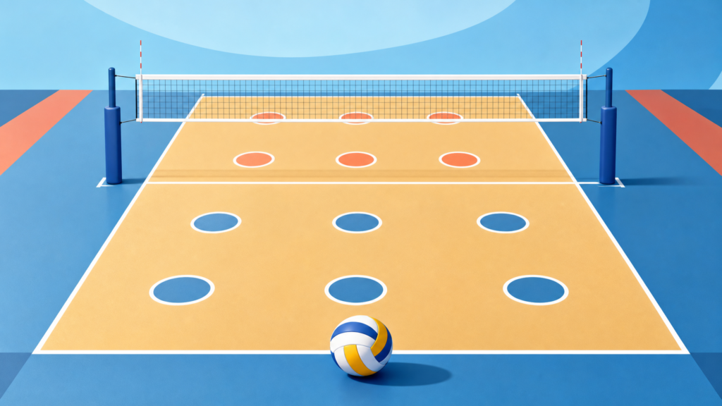Ilustração editorial sobre regras básicas do vôlei