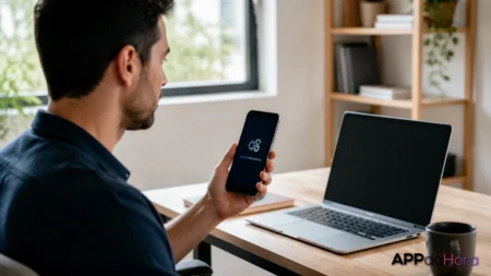 Cena editorial sobre atualizações do celular e dos aplicativos