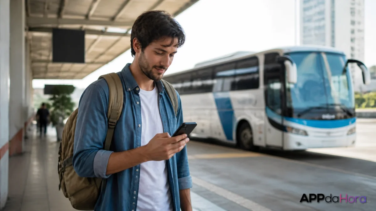 Cena editorial sobre a escolha de transporte pelo celular