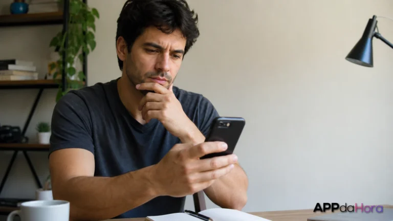 Cena editorial sobre um celular que começa a travar