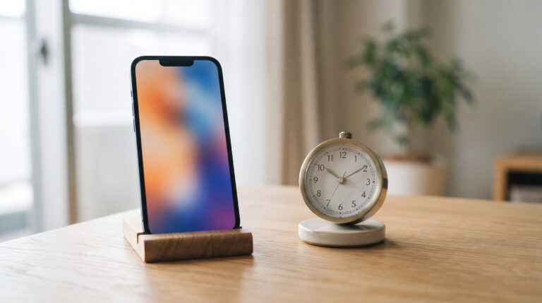 Celular ao lado de um relógio, representando a duração dos episódios de novelas curtas