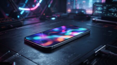 Smartphone com tela colorida representando o futuro das novelas verticais